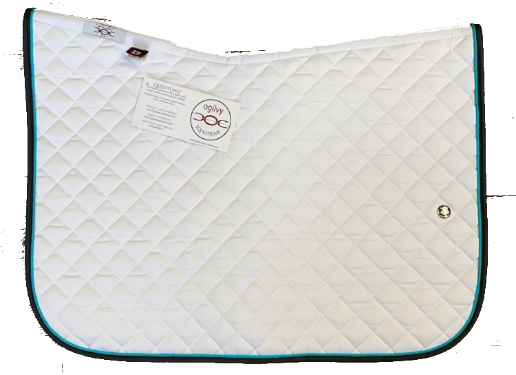 Ogilvy Jumper Pad- White/Turquoise Piping/Charcoal Binding